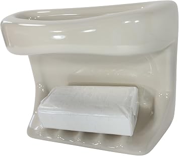Beige Bone Almond Ceramic Soap Dish Tray Cloth Bar Washcloth Holder Bath Shower Bathtub