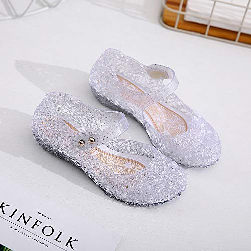 Image of techcity Princess Girls Sandals Dress Up Dance Party Cosplay Jelly Shoes for Kids Toddler Mary Janes