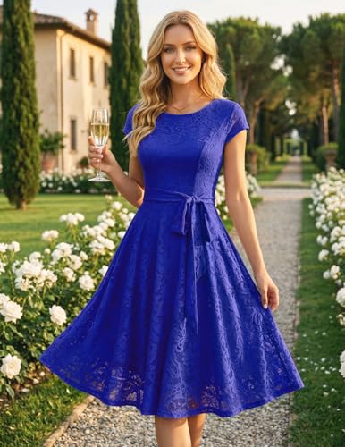 Image of MUADRESS Women's Lace Cocktail Wedding Party Dress | Wedding Guest Ready,Homecoming Event Style,Bridal Shower Outfit,Dinner Date Look,Tea Party Occasion,Birthday wear