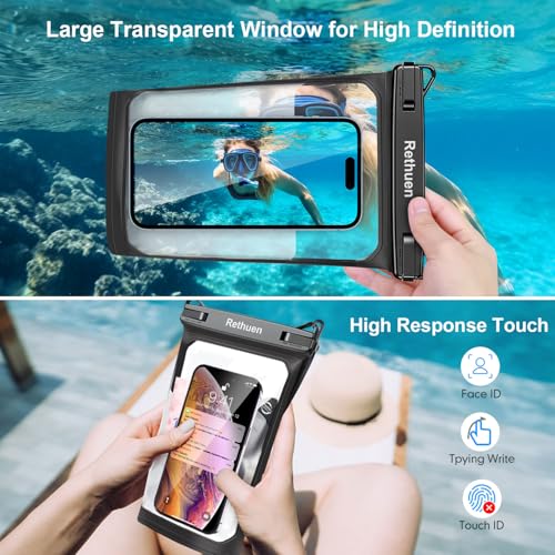 Large Floating Waterproof Phone Pouch, 2Pack Cell Phone Dry Bag for iPhone 17 16 15 14 13 Pro Max Galaxy S24 S23 S22 All Phones, Float Water Proof Bag for Beach Water Park (Black + Lime Green) — view 5