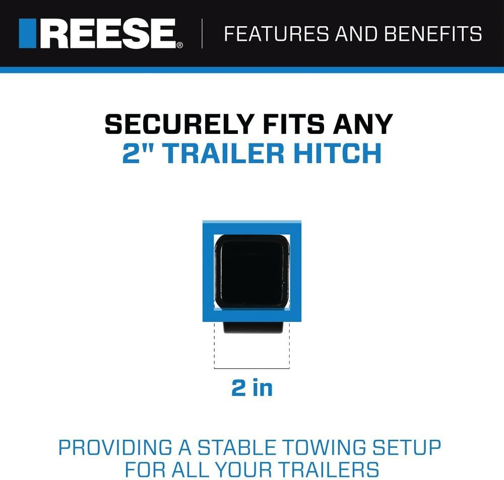 Reese Towpower 21342 Trailer Hitch Ball Mount, Fits 2 Inch Square Receiver, 2 Inch Drop, 0.75 Inch Rise, 7,500 lbs. Capacity, Universal Fit
