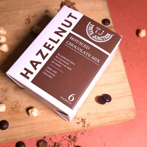 Image of Taste Junction Hazelnut Iced and Hot Chocolate Mix | 6 Sachets | <0.2G Sugar | Belgian Chocolate