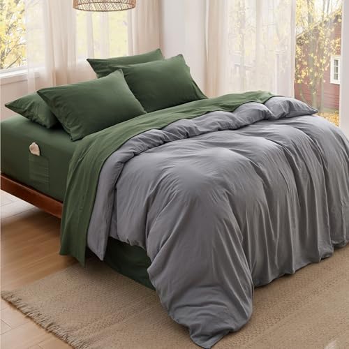 Image of Bedsure Deep Pocket Twin Sheets - 4 Piece, Prewashed Ultra-Soft Twin Sheets Set, Fits Mattresses Up to 18 Inches Thick, Breathable & Secure Fit, Hotel Luxury Bedding, Olive Green