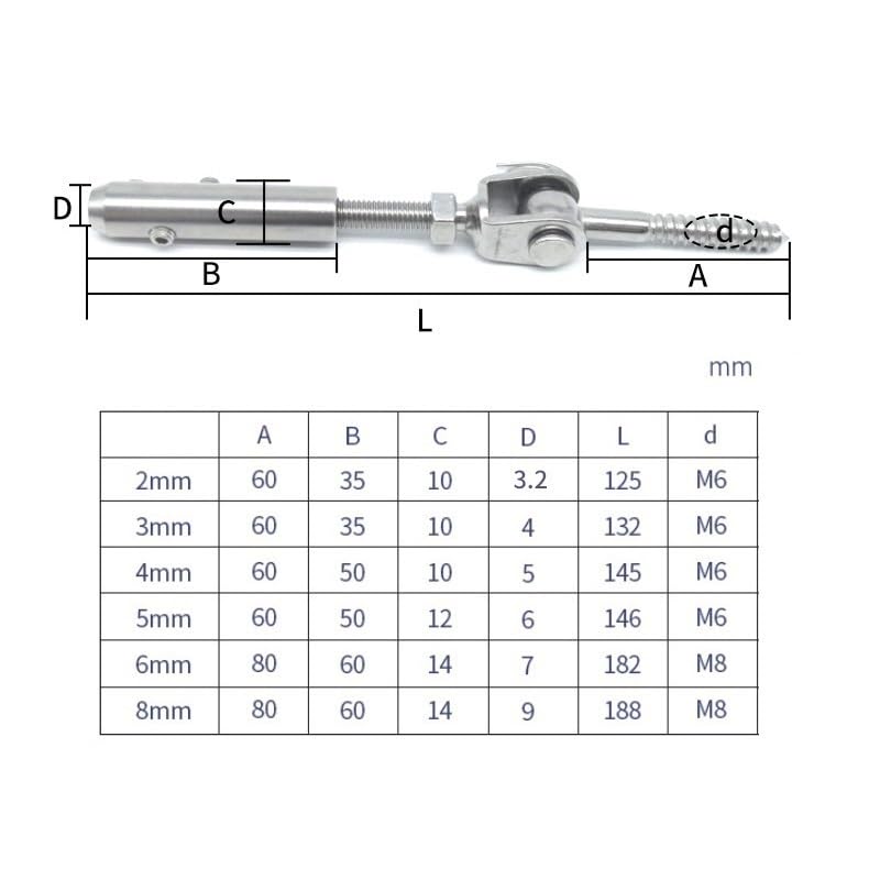16 piezas de tornillo terminal para cable metálico, casquillo para cable metálico de barandilla para accesorios de cable de 2 mm-8 mm, ángulo ajustable de 180°(3mm)