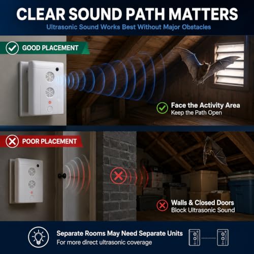 Image of Plug-in Bat Repellent for Attics, 10-70kHz Ultrasonic Rodent Deterrent