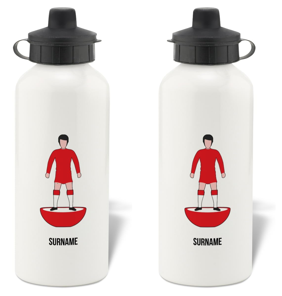 Personalised Football Player Figure Aluminium Water Bottle for Liverpool fans - 600ml - White Bottle