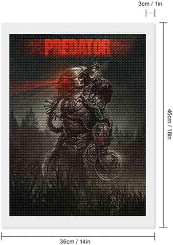 Miniatura 2 de qich Kits de pintura de diamantes 5D para niños, película clásica depredador, taladro completo redondo para adultos, bordado de diamantes de