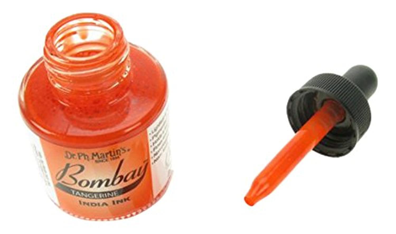 Dr. Ph. Martin's Bombay India Ink (15BY) Ink Bottle, 1.0 oz, Tangerine, 1 Bottle