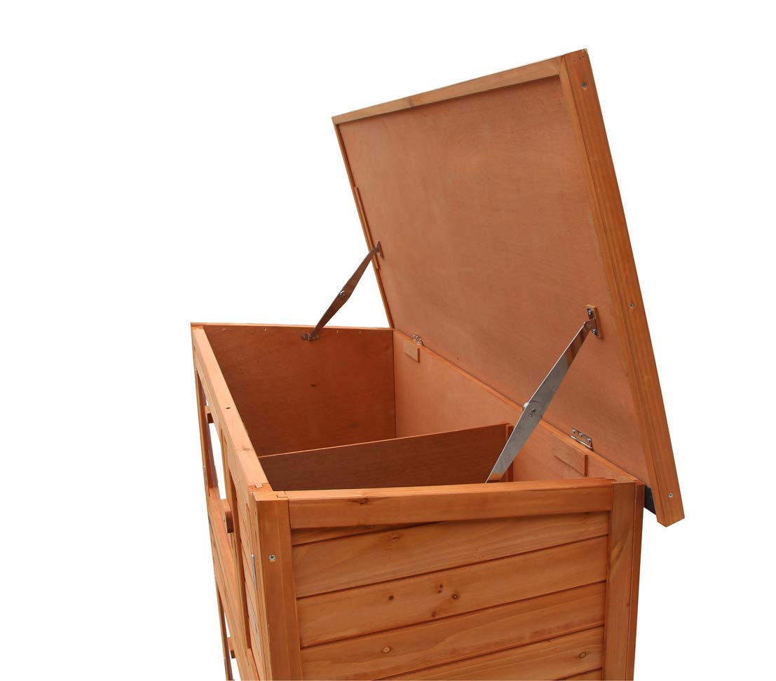 Dehner Kaninchenstall Original, mit Wärmedämmung, ca. 114 x 57 x 116 cm, Tannenholz, hellbraun | Hasenstall mit Wärmedämmung, Holz / Metall