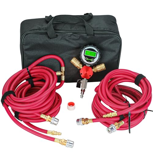 WYNNsky 4 Tire Inflation Deflation System, 1/4’’ Rubber Hose with Air Chuck, Digital Tire Pressure Gauge