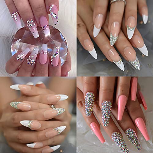 Nail Art Pearls Flatback Pearls Nail Charms With Rhinestones Gold White Half Round Nail Art Supplies Luxurious Design Nail Gems Accessories For Women Nail Decorations #TOP5