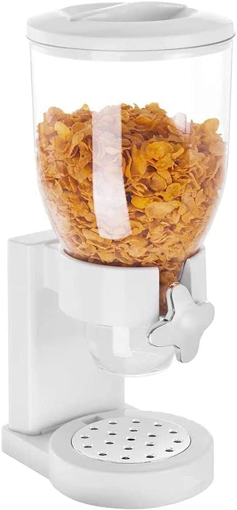 Generico Dispenser Cereali Singolo Dosatore Distributore Erogatore Storage Pasta Caramelle Dolci Frutta Secca con Rotella Contenitore da 3,5 lt e manopola dosatrici Interno