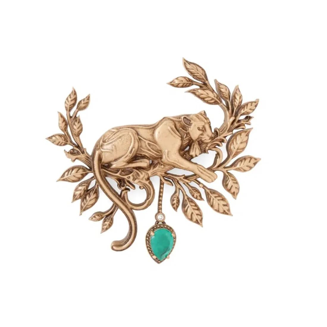 SKYDYEING Vintage Lion Design Lapel Pin Brooch with Green Stone Pendant | Gold Plated Animal Brooch for Men & Women | Elegant Statement Accessory & Wedding/Festival Occasion-picture-49
