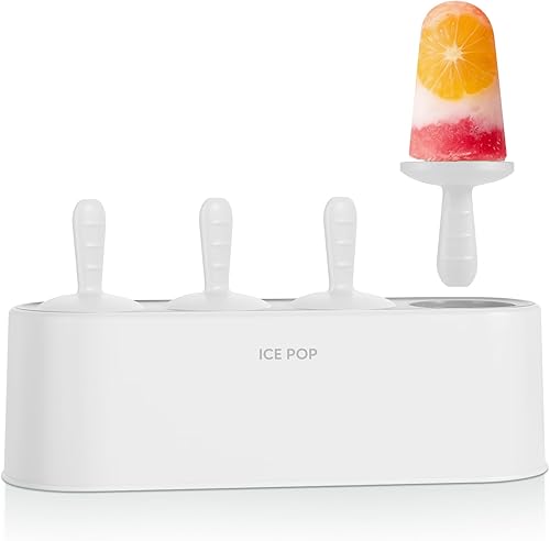 Miniatura 12 de Juego de 4 moldes para paletas caseras de silicona, moldes para helados, de fácil liberación, reutilizables, moldes para hacer bricolaje (verde,