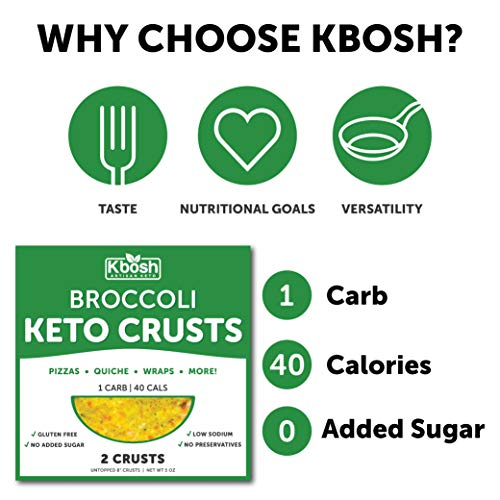 Kbosh Keto Crusts - The #1 Broccoli Keto Pizza Crust - Only 1 Carb & 40 Cals Per Serving - Delicious, Sugar-Free, Low Carb Crusts For Keto-Friendly Recipes - 4 Ez Store Packs - 8 Crusts #TOP2