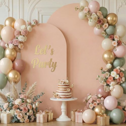 Image of Nude Arch Backdrop Cover Set of 2 (7.2ft & 6ft), Chiara Arch Cover Wrinkle-Free Spandex Arch Cover for Wedding Birthday Party Baby Shower Bridal Shower Ceremony Banquet Fabric Backdrop (No Stand)