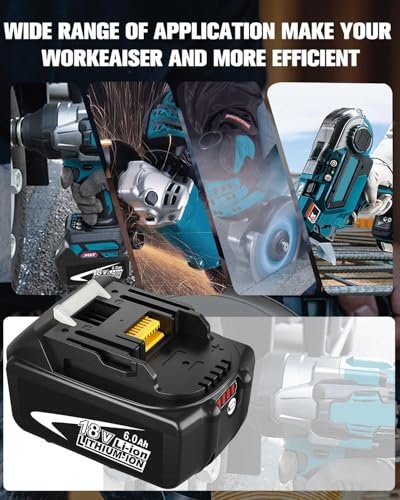 Image of 2Pack 6.0Ah 18V Bat Replacement for Makita 18V Battery with Dual Charger | Compatible with Makita 18V Battery Power Tools BL1860 BL1850 BL1840 BL1830