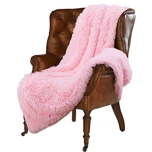 Lochas Super Soft Shaggy Faux Fur Blanket, Plush Fuzzy Bed Throw Decorative Washable Cozy Sherpa Fluffy Blankets For Couch Chair Sofa (Baby Pink 50" X 60") #TOP2