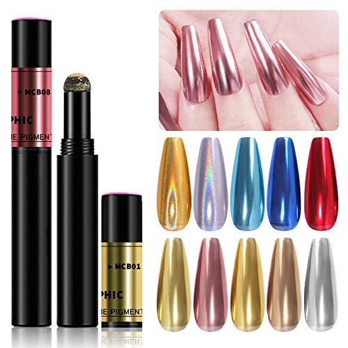 Yuanhe Nail Chalk Nail Art Kissenstift, Spiegeleffekt Pigment Nail Art Dekoration, Metallic Luftkissen Nagelstift, Solid… – Bild 7