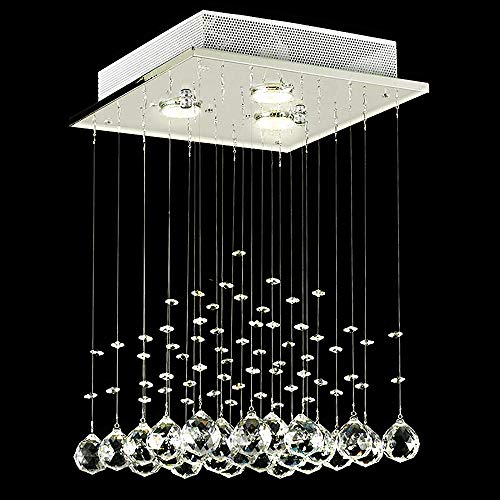 Preisvergleich Produktbild Lightsjoy LED Kristall Deckenleuchte Kronleuchter Modern Glas Hängend Lampe Lüster Pendelleuchte Kristallleuchter quadratisch 3 Leuchten für Wohnzimmer Schlafzimmer Esszimmer Flur Esstisch