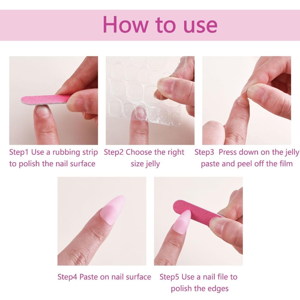 24Pcs Almond Flower French Fake Nails Acrylic False Nails,Artificial Nails Glues on Nails for Womens
