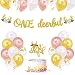 Deer One Birthday Party Decorations, ONE-deer-ful Banner Cake Topper Latex Balloons for Baby Girls Floral Woodland Wild One Deer First Birthday Party Supplies