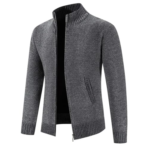 Men Knit Zip Up Sweaters Cardigan Warm Knitted Sweatercoat Solid Stand Collar Solid Knitwear2