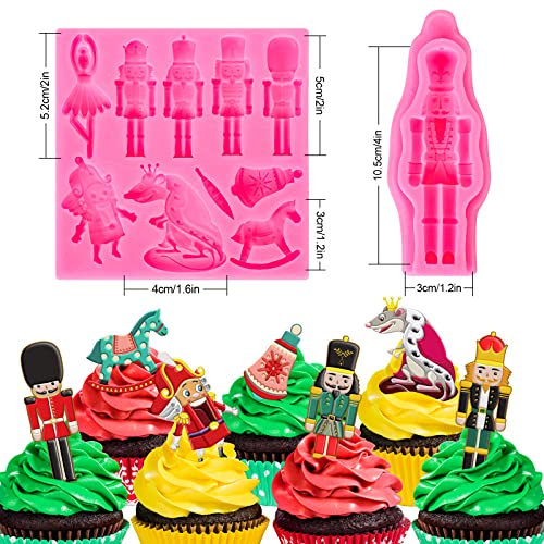 AnyDesign 2Pcs Nutcracker Fondant Molds Christmas Soldier Horse Mouse Pattern Silicone Moulds Xmas Resin Baking Molds Muticolor Cake Decorating Molds for Xmas DIY Candy Chocolate Cookie Sugarcraft - Thumbnail 2
