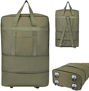 [SIzlaho] 機内持ち込み用スーツケース キャスター付き 預け入れバックパック 預け入れ荷物 拡張可能 折りたたみ収納 大容量 防水 耐摩耗 旅行バッグ 多目的 通学 旅行 引越し 海外旅行 (25インチ) (グリーン,60*40*20cm（23インチ）)