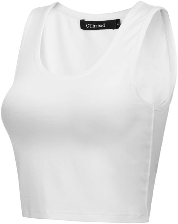 OThread & Co. Women's Basic Crop Tops Stretchy Casual Scoop Neck Sleeveless Crop Tank Top - Image 2