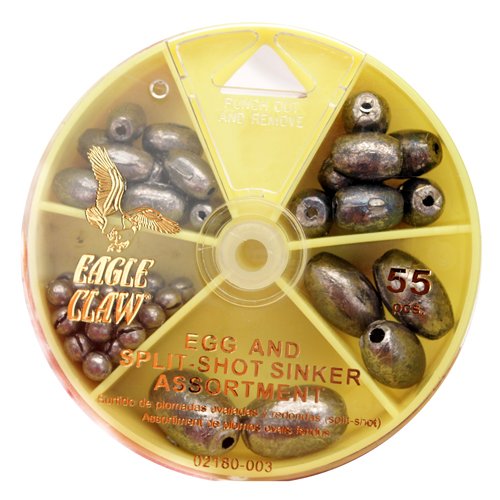 Eagle Claw Sinker Assortment Egg Sinker & Split-Shot (Per 55)