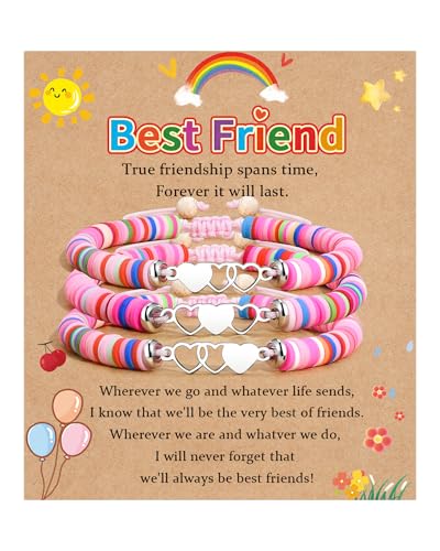 BOCHOI 2/3/4Pcs Best Friend Bracelet Friendship Bracelets for Women Matching Friendship Bff Bestie Heart Bracelets Best Friend Birthday Christmas Gifts for Women Friends