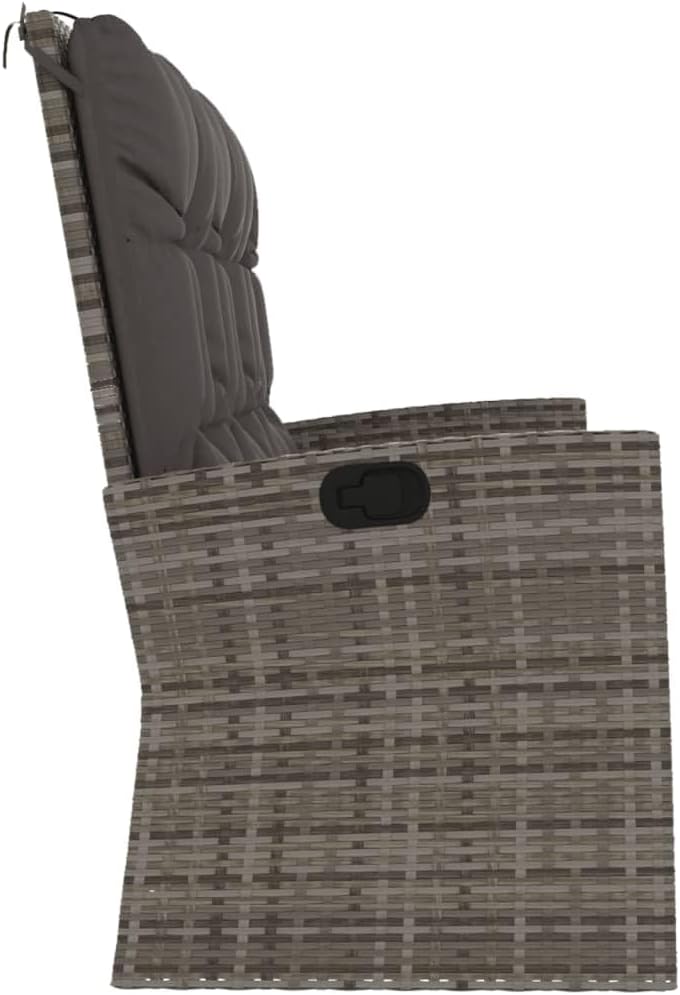 Patio Benches Reclining Patio Bench with Cushions Gray 68.1" Poly rattan,Reclining Patio Bench with Cushions: Weather Resistant, Adjustable Backrest for Outdoor Comfort Outdoor Furniture & Accessories