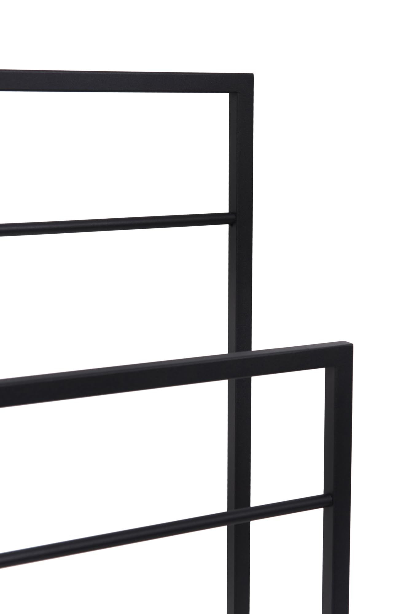 Wolnostojący Wieszak na Ręczniki - szer. x gł. x wys. 45x21x86cm - Wykonany z Metalu, z 2 + 2 Drążkami i Podkładkami Antypoślizgowymi, produkt UE, bez Montażu - DUO Czarny