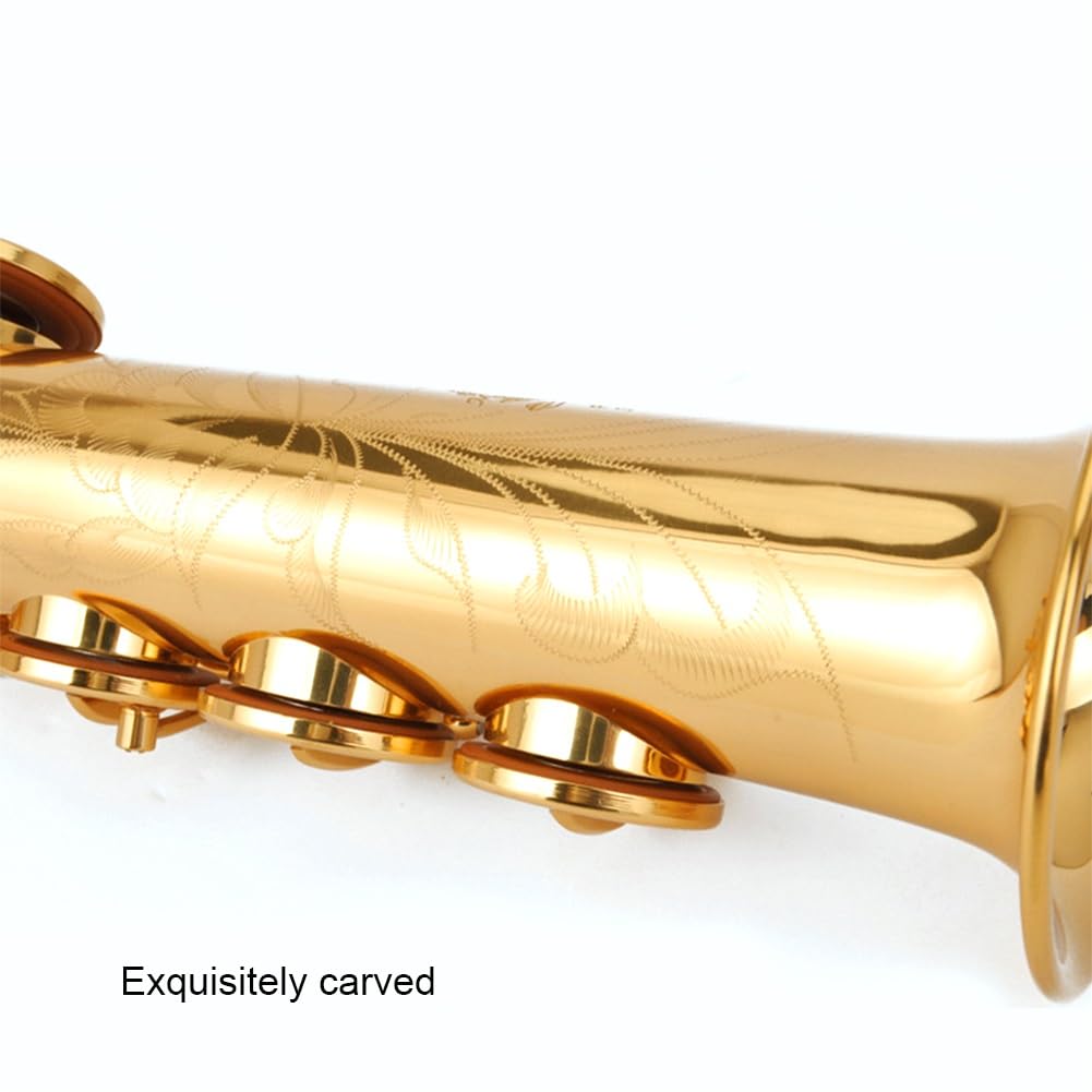 Saxofón soprano plano B, instrumento de viento de madera, saxofón soprano recto profesional con accesorios