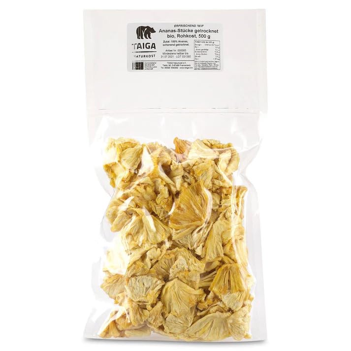 Bio Ananas-Stücke, Köstliche Premium Rohkost aus Hochwertiger Ernte | TAIGA Naturkost 500g