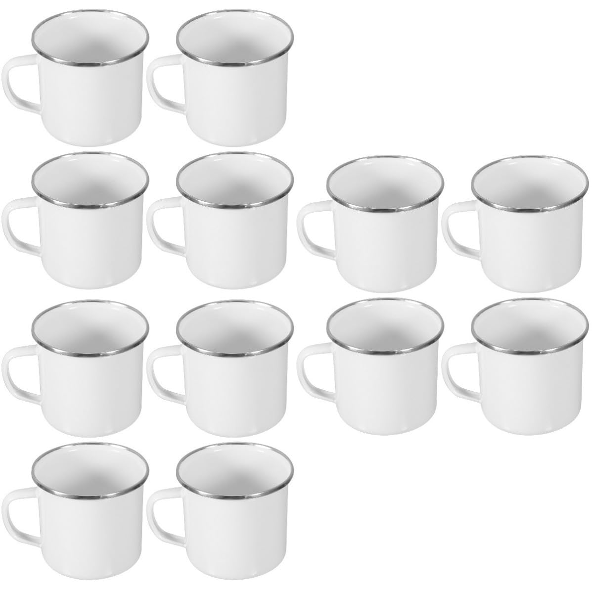 Alipis 12 Emaille Kaffeebecher mit Henkel, Großer Trinkbecher