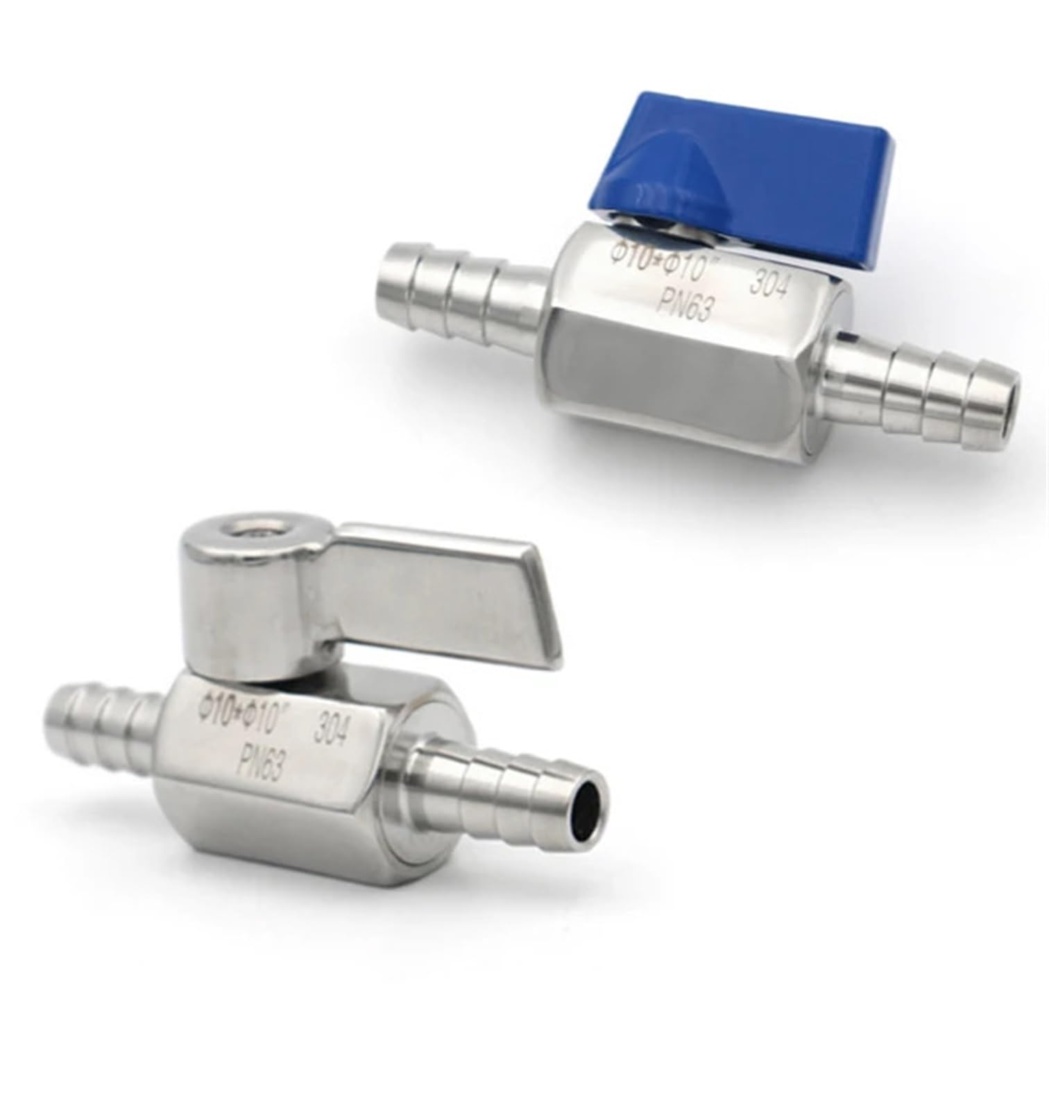 Vanne sanitaire acier inoxydable 304 robuste avec embout cannelé 9 mm