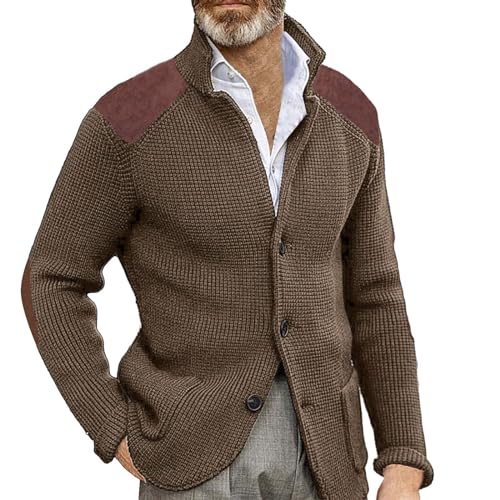 GOKKILRW Mens Cardigan Sweater Shawl Collar Button...