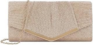 Pleated Style Sparkly Glitter Shiny Bridal Prom Wedding Evening Clutch Fashion Party Purse Hand Bag