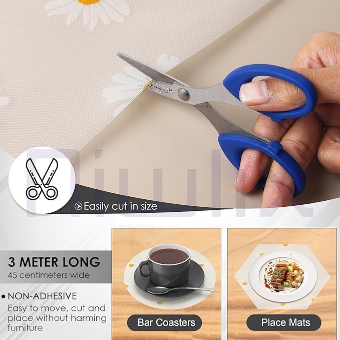 Image of ElastPro (60 cm X 5 m) Printed Shelf Liners for Kitchen Shelves, Drawer Mat, Shelf Liner, Fridge Mats, Kitchen Cabinet Drawer Mat Liner Sheets (Fan Leaf White)