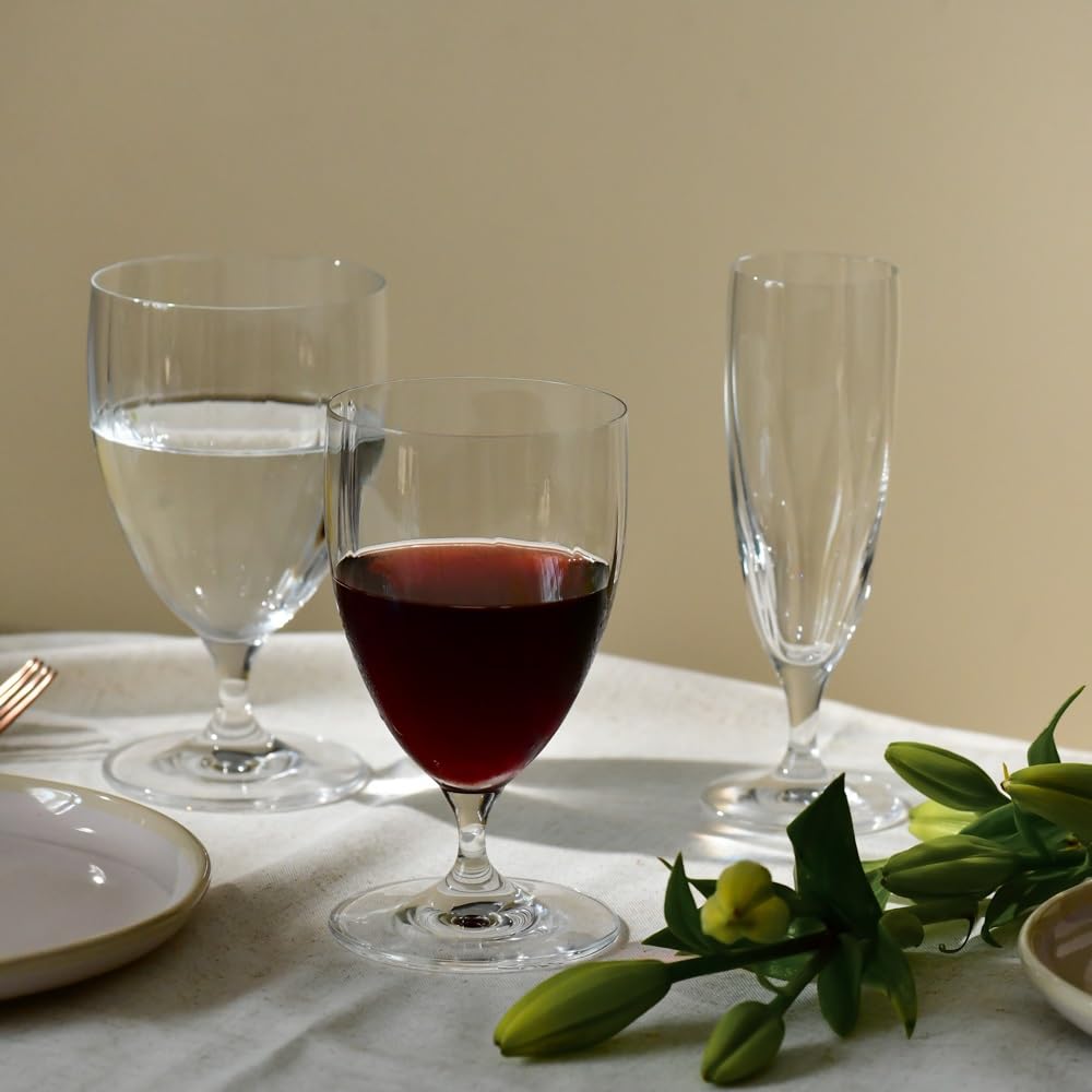 Krosno Bicchieri da Acqua Set di 4, 440 ml, Ondulato, Collezione Prima LUMI | Tumbler con stelo, bevande, cocktail, succo, vino, Vetro Cristallo senza piombo, Lavabili in lavastoviglie, Idea regalo