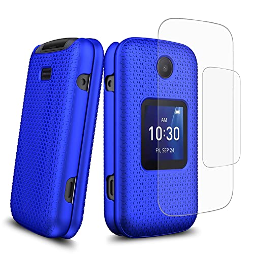 Gorgcase For Alcatel Go Flip 4 Case/Tcl Flip Pro Case/Tcl Flip W/(2 Piece) 3D Pet Screen Protector Slim Hard Shell Pc Anti-Scratch Anti-Slip Textured Shook-Proof Protective Cover For Women Man Blue #TOP19