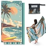 Anavasi Microfibre Beach Towels for Adults - 1 Pack 180 x 90 cm with Net Bag, Double Side Print, Quick Dry, Lightweight, Sand Free, Extra Large 100% Recycled Towel for The Beach (Coconut Tree)