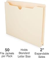 Vista 2 de Staples Jacket File Folders, Letter Size, Manila, 2‑Inch Expandable Sides, Heavy‑Duty Construction – 50/Pack