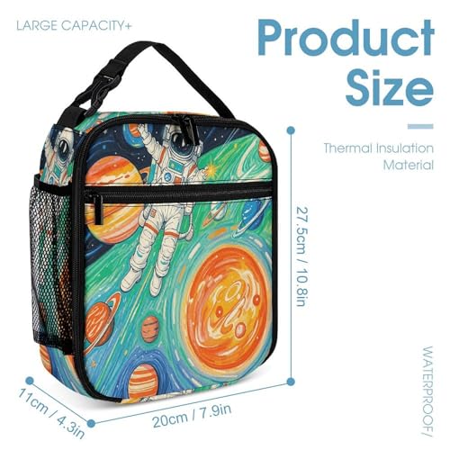 3Pcs Backpack Sets Astronaut Meteor Graffiti Print Travel Daypack 3 in 1 Lightweight Backpack Set with Lunch Bag And Cosmetic Bag4