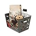 Spectrum Diversified Macklin Basket Steel Bin Bone Design, Pet Accessory Rust-Resistant Finish, Dog Toy Organization & Storage, Medium, Industrial Gray