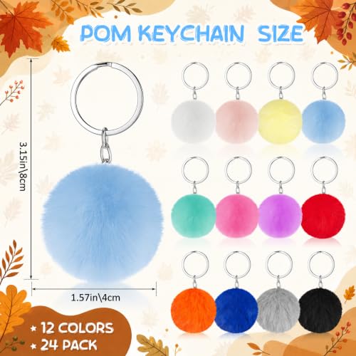 Image of 24 Pack Acrylic Photo Keychains with Colorful Pom Poms, 2 x 3 Inch | Double Sided Acrylic Photo Keychains, Easy DIY for Back to School Students Gifts, Classroom Rewards,, Graduation Keepsakes