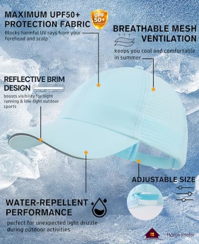 Image of Home Prefer Reflective Water Repellent Quick Dry Airy UPF50+ Sun Hat for Men Women Outdoor Sports Baseball Caps Unisex