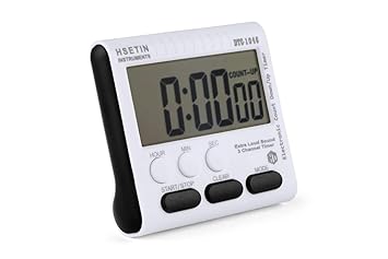 MxRady™HSTEIN INSTRUMENTS Hour Minute Second Count Up Countdown Digital Timer (24 Hour) with Clock, Loud Alarm, Magnetic Backing, Retractable Stand